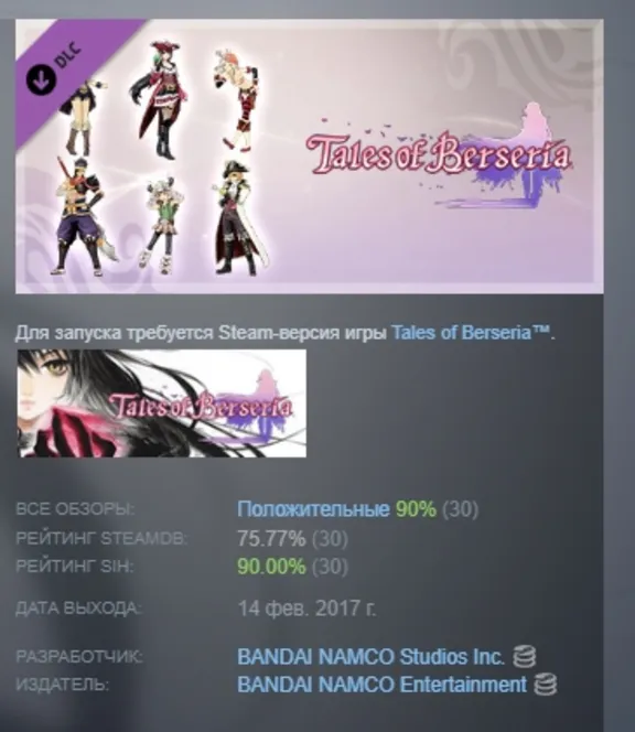 Tales of Berseria - Pirate Costumes Set DLC АВТОДОСТАВКА STEAM РОССИЯ