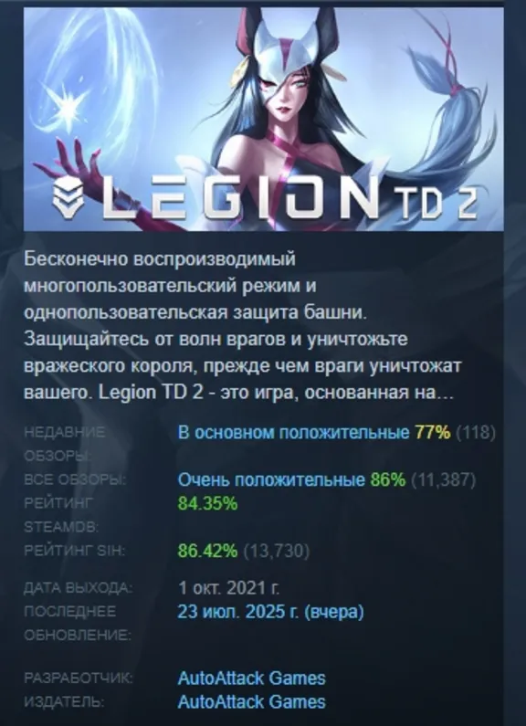 Legion TD 2 - Multiplayer Tower Defense АВТОДОСТАВКА STEAM GLOBAL МГНОВЕННО ЛИЦЕНЗИЯ