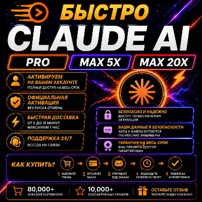 ✅ Claude AI Pro / Max 5X / Max 20X | Официальная Активация на Вашем Аккаунте