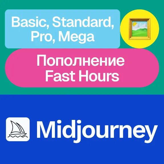 🎨Midjourney | Basic, Standard, Pro, Mega, пополнение | Месяц, год | Без входа