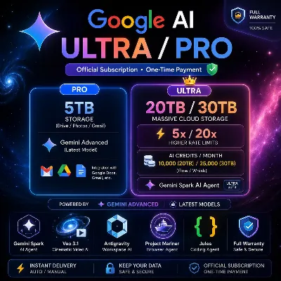 Google AI Ultra 20x, 5x, Pro: Gemini 3.5 Flash, Antigravity | FAST, FULL WARRANTY