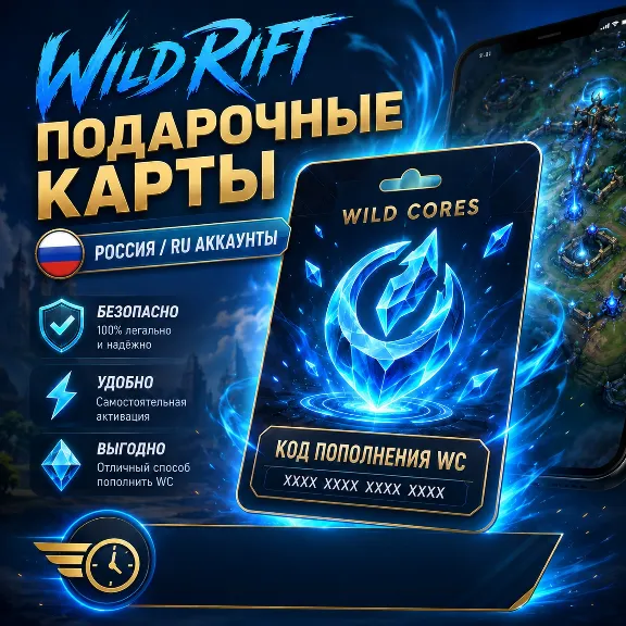 Донат Wild Rift подарочные карты Россия код пополнения WC для RU аккаунтов без входа
