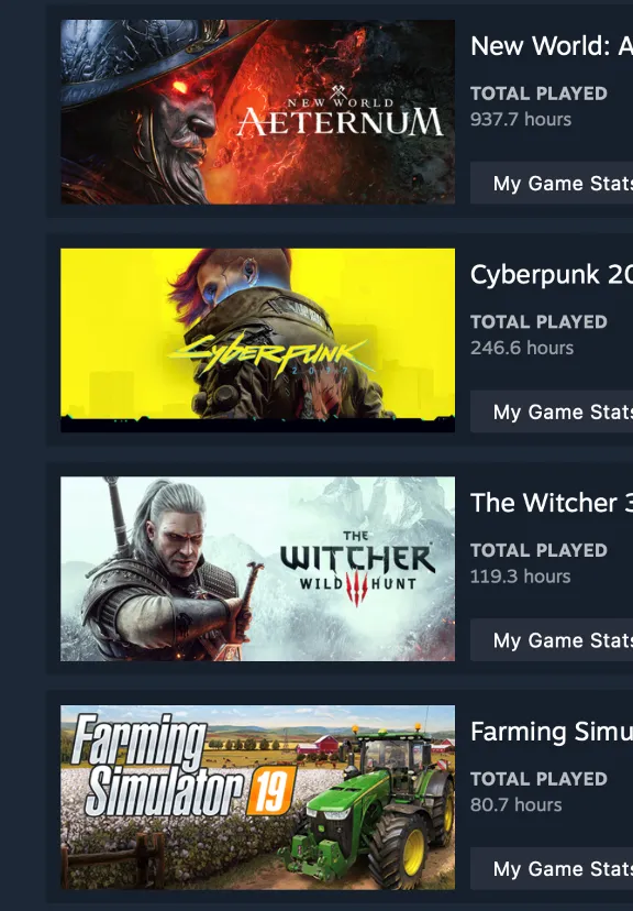 ONLINE STEAM | Cyberpunk 2077, New World: Aeternum + 7 GAMES TOTAL COSTS 200$