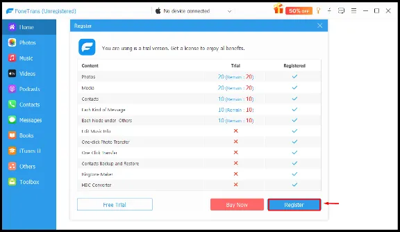 Aiseesoft FoneTrans Код регистрации на 1 год