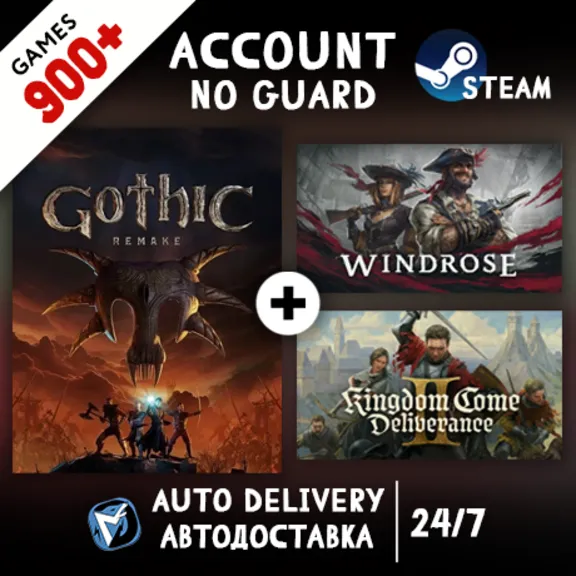 Gothic 1 Remake + KCD II + Windrose + 900 GAMES STEAM ACCOUNT