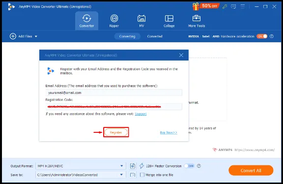 AnyMP4 Video Converter Ultimate Код регистрации на 1 год