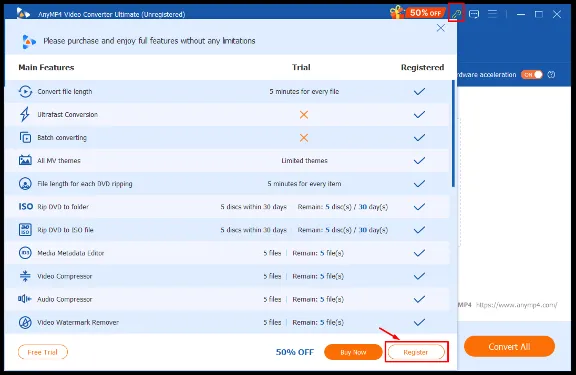 AnyMP4 Video Converter Ultimate Код регистрации на 1 год