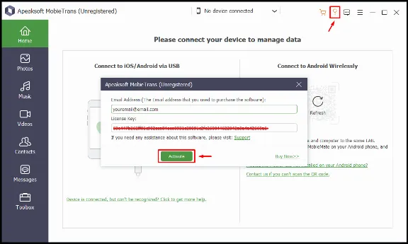 Apeaksoft MobieTrans Лицензионный ключ на 1 год