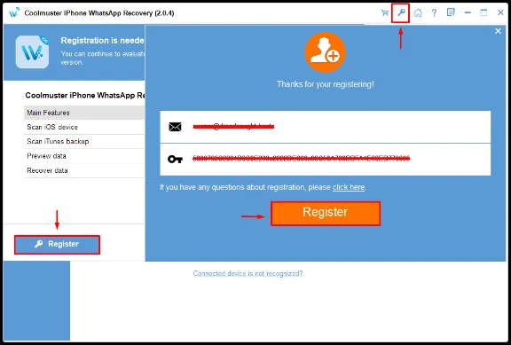 Coolmuster iPhone WhatsApp Recovery Аккаунт