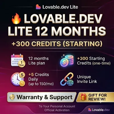 [No Login] | Lovable Pro Lite 12 Months + 300 Credits | To Your Account