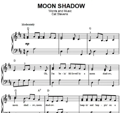 Moon Shadow - Cat Stevens- SheetMusic-ValaMusic