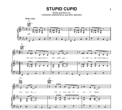 Stupid Cupid- Connie Francis- SheetMusic-ValaMusic