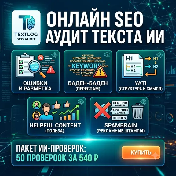 SEO-аудит страницы сайта онлайн — пакет из 50 ИИ-проверок страницы