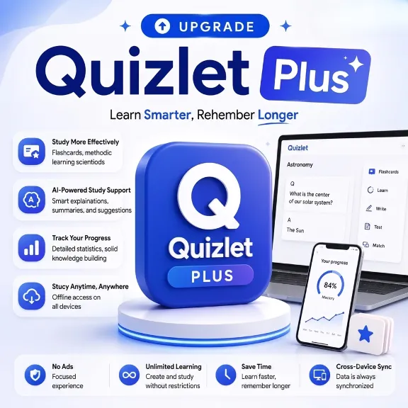 Quizlet Plus / Plus Unlimited | 1-Month/1-Year Personal Upgrade