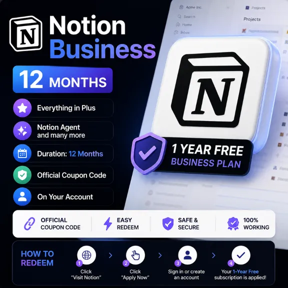 Notion Business 12 Month | link | No Card Required | No Login Required