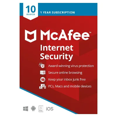 McAfee Internet Security | 10 PCs | 1 year | Download link | Windows only