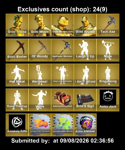 Instant access • FN (all platforms) • 358 skins • 4300 V-Bucks • Full access