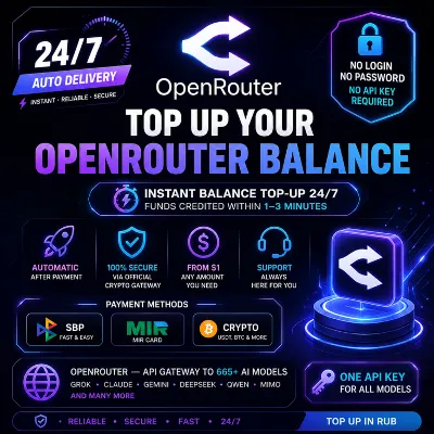 24/7 АВТО | Пополнение OpenRouter | Без логина | Моментальная выдача