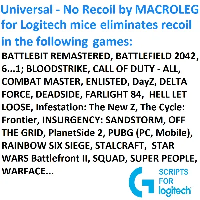 Универсальный скрипт - No recoil для logitech - battlefield, call of duty, pubg...