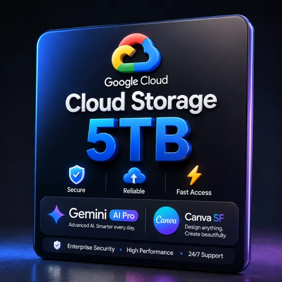 Google Cloud Storage 5TB | Gemini AI Pro | 6-Month+gift | nanobanana |Gemini