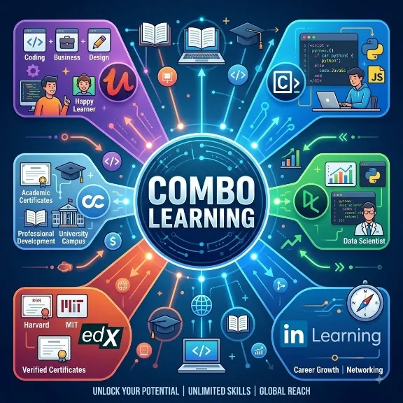 Udemy/Codecademy/Coursera/Datacamp/Edx/LinkedIn - Combo Learning - Shared accounts