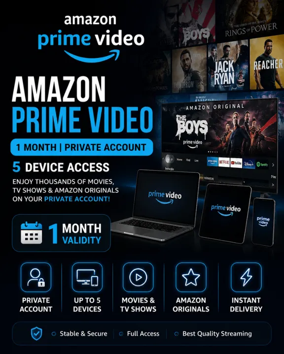 🔥 AMAZON PRIME VIDEO – 1 MONTH 🔥 5 Device Private Account ✅