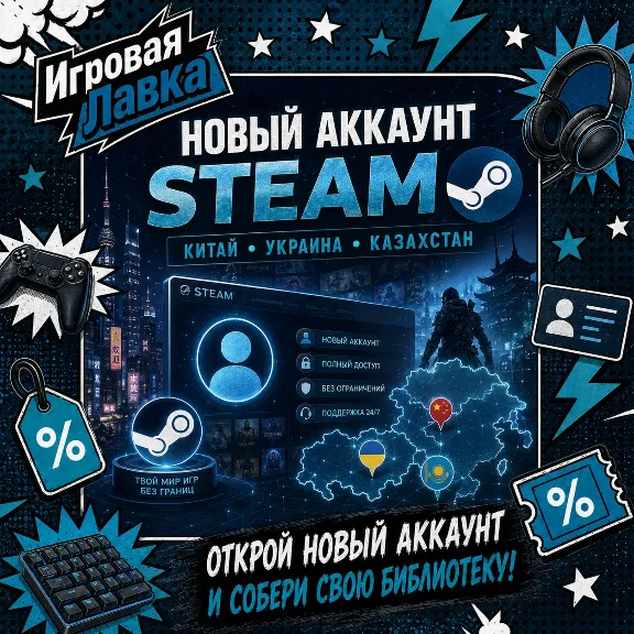 НОВЫЙ АККАУНТ Steam Китай | Украина | Казахстан