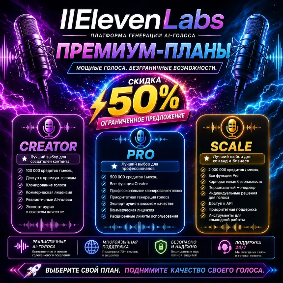 🚀 ElevenLabs Official Premium Plans | Creator • Pro • Scale | Up to 50% OFF