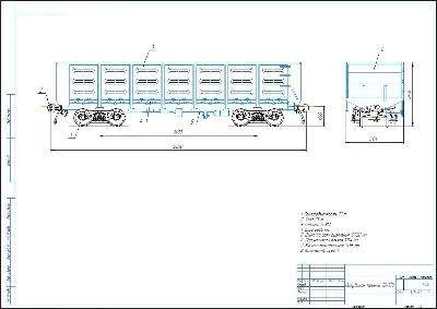 Model 12-119 open wagon – general arrangement drawing in Kompas-3D