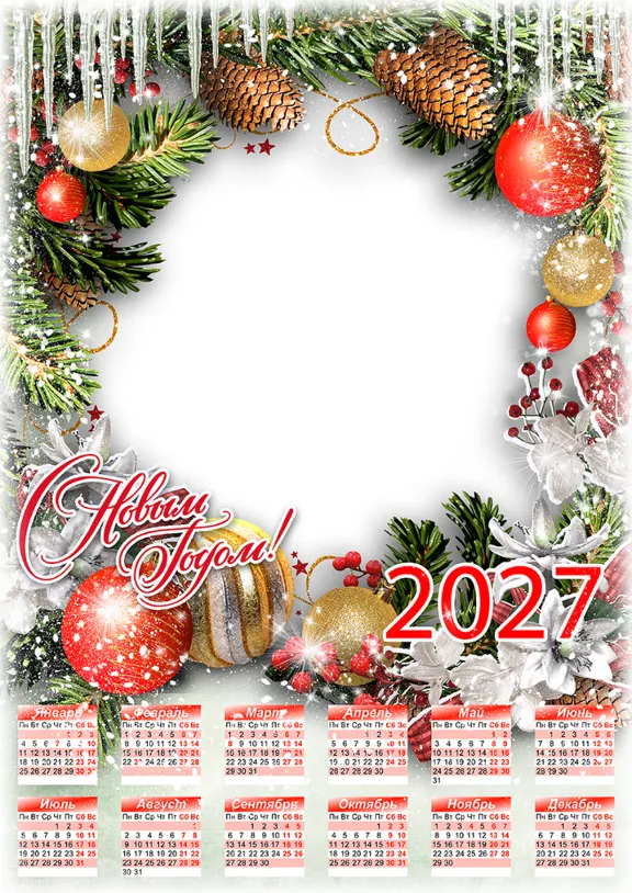 Календари на 2027 год - комплект шаблонов для Photoshop