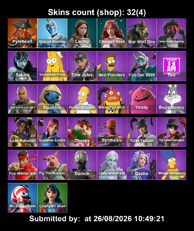 Instant access • FN (all platforms) • 32 skins • Pyreheart • Full access