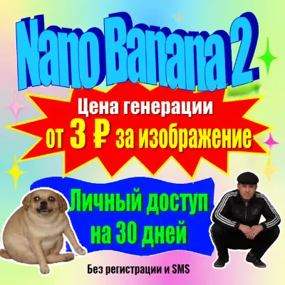 Nano Banana 2 | 3 ₽ per 1K image | Personal access for 30 day