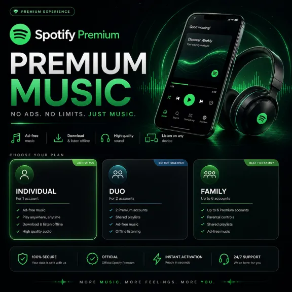 Spotify Premium: индивидуальный, дуэтный 1/3/6/12 м 🔥✅