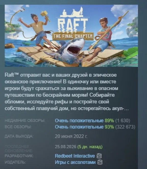 Raft АВТОДОСТАВКА STEAM GLOBAL МГНОВЕННО ЛИЦЕНЗИЯ