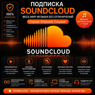 🏆SoundCloud Artist Pro | 1-12 месяцев НА ЛЮБОЙ ВАШ АККАУНТ🔥