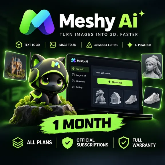 Meshy Ai - 1 Month/ All Plans / Official Subscriptions / Full Warranty