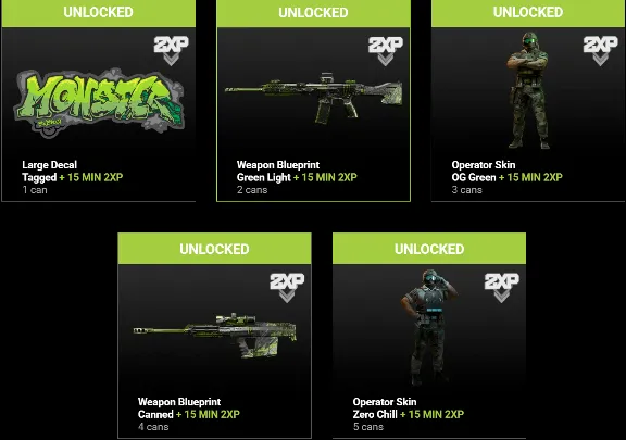 НАБОР (x5 КОДОВ + x5 15 MIN 2XP) MODERN WARFARE 4 | CoD MW4 MONSTER ENERGY BUNDLE