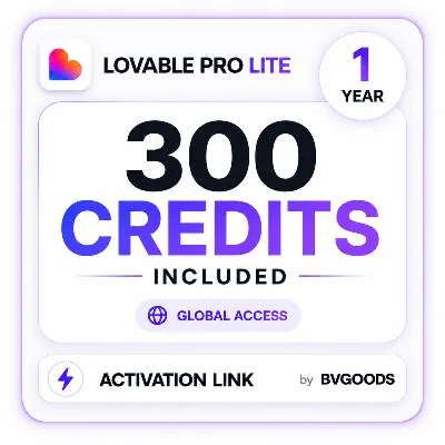 Lovable Pro Lite | 300 Credits + 5 Credits Daily | 1 Year Access | Global