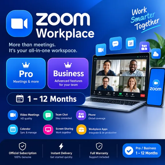 Zoom Workplace — Pro / Business | Official Subscription | 1–12 Months | Fast Activati