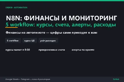 n8n: finance & monitoring — 5 workflows (rates, invoices, alerts, expenses)