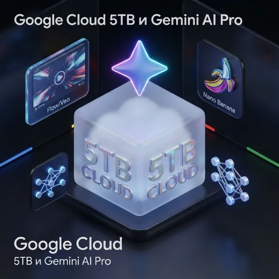 Google Cloud 5TB + Gemini AI Pro (6 Месяцев) ✦ Nano Banana ✦ AntiGravity ✦ Flow