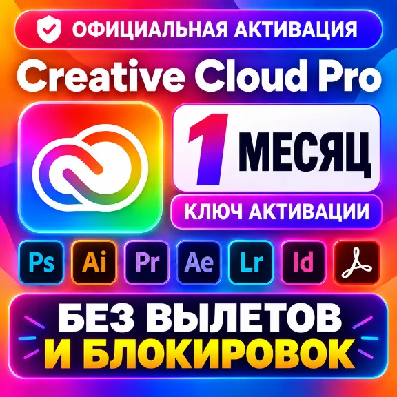 [АВТО24/7] без перезаходов Adobe Creative Cloud PRO на 1 месяц (КЛЮЧ АКТИВАЦИИ)