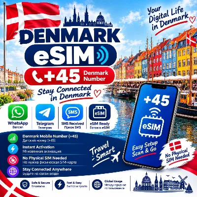 🇩🇰 Denmark eSIM +45 Phone Number for Incoming SMS Reception