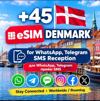 🇩🇰 Denmark eSIM +45 Phone Number for Incoming SMS Reception