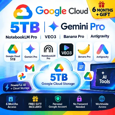 Google Cloud 5 ТБ | Gemini Pro, NotebookLM Pro, VEO3, Banana Pro, Antigravity | 6 мес