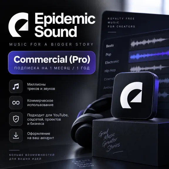 Epidemic Sound Commercial (Pro) - 1-month/1-year subscription