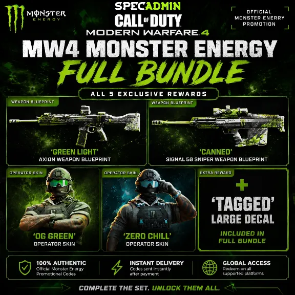 НАБОР CALL OF DUTY: MODERN WARFARE 4 | CoD MW4 MONSTER ENERGY BUNDLE | 5 СКИНОВ | SET