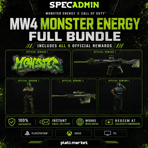 НАБОР CALL OF DUTY: MODERN WARFARE 4 | CoD MW4 MONSTER ENERGY BUNDLE | 5 СКИНОВ | SET