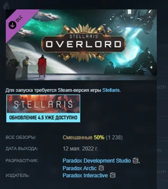 Stellaris: Overlord АВТОДОСТАВКА STEAM РОССИЯ