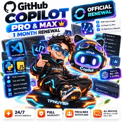 GitHub Copilot PRO /PRO + / Max | Renewal 1 Month | Official Renewal ✅ RU CIS